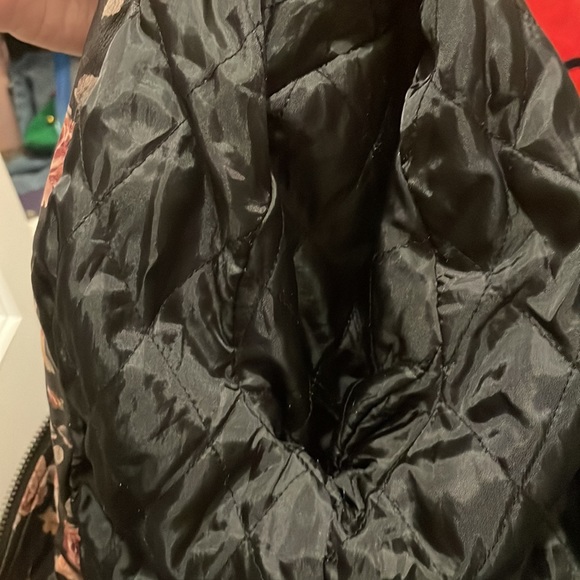 FOREVER 21 DARK FLORAL FAUX LEATHER JACKET - Picture 10 of 10